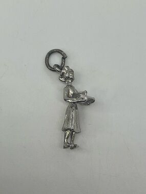 Vtg 925 Sterling Silver Nurse RN Candy Striper Holding Tray Medical Charm